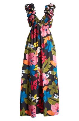 Saylor Zaira Floral Cotton Maxi Dress in Blue Multi