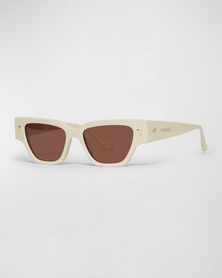 Sazzo White Acetate Cat-Eye Sunglasses