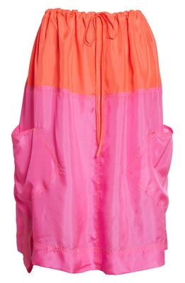 SC103 Chord Colorblock Silk Skirt in Volt