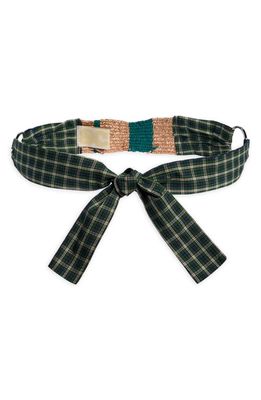 SC103 Warp Plaid Bow Belt in Earth