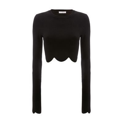 Scalloped hem fitted cropped jumper