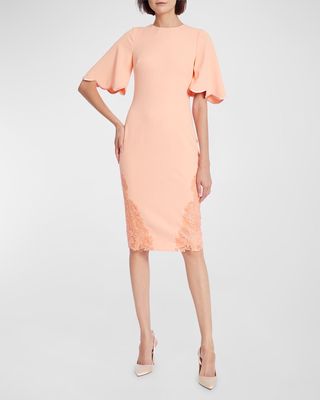 Scalloped Lace-Trim Bodycon Midi Dress