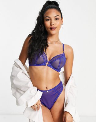 Scantilly by Curvy Kate Exposed mesh thong in ultraviolet-Purple