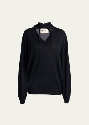 Scarf-Neck Cashmere Sweater