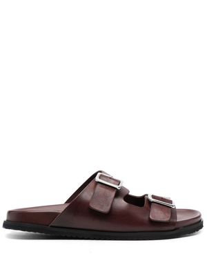 Scarosso buckle leather sandals - Red