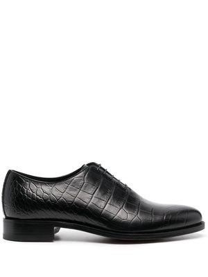 Scarosso crocodile-effect lace-up shoes - Black