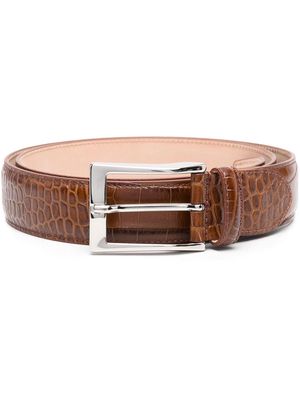 Scarosso crocodile-embossed leather belt - Brown