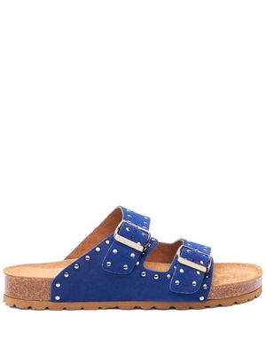 Scarosso Delilah stud-embellished suede slides - Blue