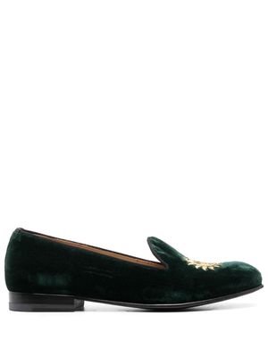 Scarosso embroidered velvet loafers - Green