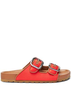 Scarosso Isa double-buckle leather slides - Orange