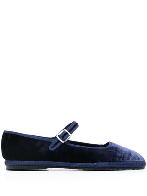 Scarosso Petra velvet ballerina shoes - Blue