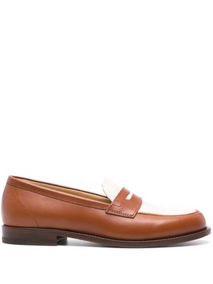Scarosso two-tone leather loafers - Brown