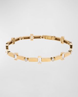 Scattered Gold Bar & Diamond Tennis Bracelet