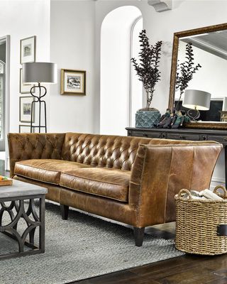 Schmidt Tufted Leather Sofa, 98"