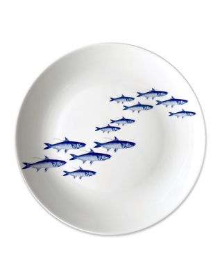 School of Fish Blue Coup Dinner Plates, Set of 4