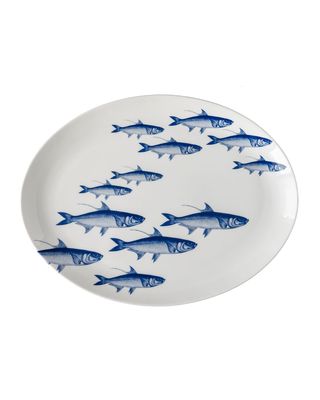 School of Fish Coupe Oval Platter, 14"