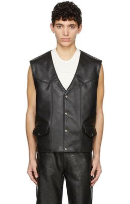 Schott Black Cowboy Biker Leather Vest