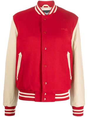Schott logo-patch varsity jacket - Red