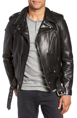 Schott NYC '50s Cowhide Leather Moto Jacket in Black 