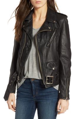 Schott NYC Boyfriend Leather Jacket in Black