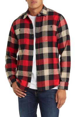Schott NYC Buffalo Check Flannel Long Sleeve Button-Up Shirt in Black/Red