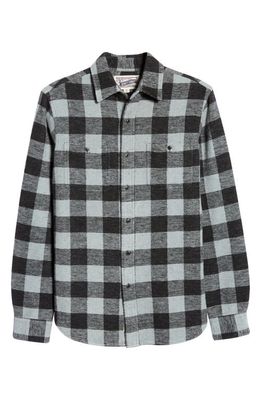 Schott NYC Buffalo Check Heavyweight Flannel Button-Up Shirt in Grey