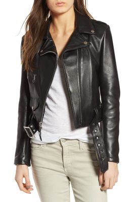 Schott NYC Crop Leather Jacket in Black