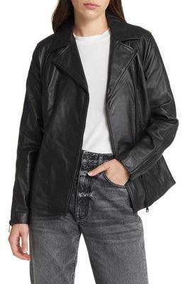Schott NYC Long Leather Moto Jacket in Black