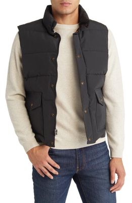 Schott NYC Men's Nylon & Cotton Puffer Vest in Black