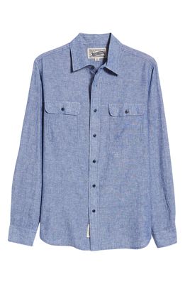 Schott NYC Men's Solid Cotton Button-Up Shirt in Light Blue