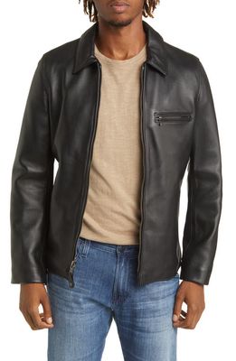 Schott NYC Men's Waxy Leather Delivery Jacket in Black
