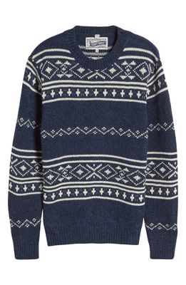 Schott NYC Norwegian Motif Wool Blend Sweater in Denim