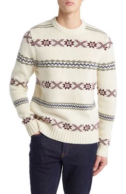 Schott NYC Norwegian Motif Wool Blend Sweater in Off White