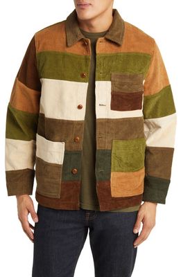 Schott NYC Patchwork Cotton Corduroy Chore Jacket in Brown Multicolor