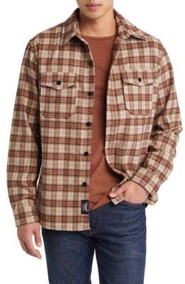 Schott NYC Plaid Wool Blend Button-Up Shirt Jacket in Brown