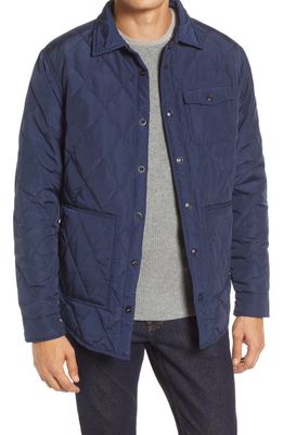 Schott NYC Quilted Down Shirt Jacket in Navy