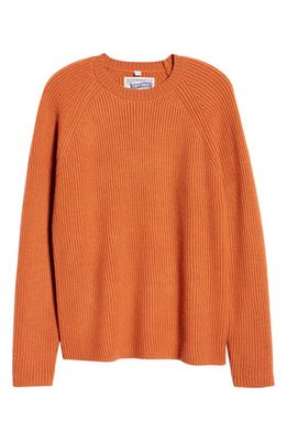 Schott NYC Ribbed Raglan Sleeve Wool Sweater in Rust