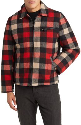 Schott NYC Station Plaid Wool Blend Jacket in Red