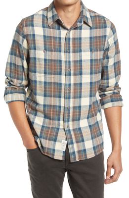 Schott NYC Two-Pocket Flannel Long Sleeve Button-Up Shirt in Blue