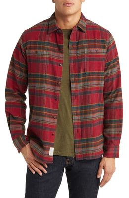 Schott NYC Two-Pocket Flannel Long Sleeve Button-Up Shirt in Scarlet