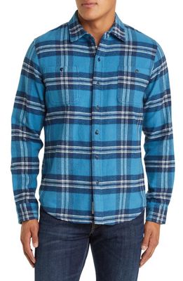 Schott NYC Two-Pocket Flannel Long Sleeve Button-Up Shirt in Sky