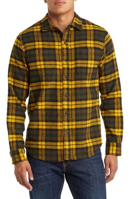 Schott NYC Two-Pocket Flannel Long Sleeve Button-Up Shirt in Spruce