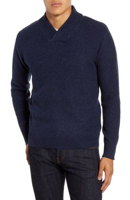 Schott NYC Waffle Knit Thermal Wool Blend Pullover in Navy