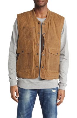 Schott NYC Water Resistant Waxed Cotton Hunting Vest in Khaki