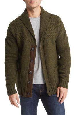 Schott NYC Wool Blend Cardigan Sweater in Moss