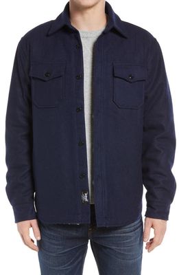 Schott NYC Wool Blend Shirt Jacket in Blue