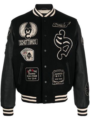 Schott Teddy Avec badge-embellished bomber jacket - Black