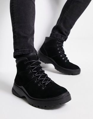 Schuh dustin chunky lace up boots in microsuede-Black