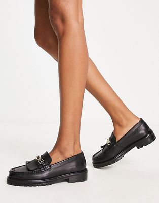 schuh Lana leather tassel loafers in black