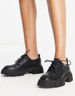 schuh Lancey chunky lace up shoes in black
